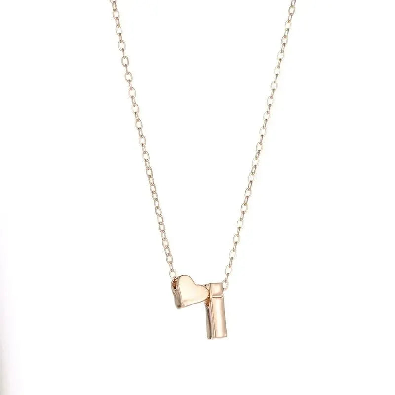 26 Letters Fashion Tiny Heart Dainty Initial Necklace Gold Silver Color Letter Name Choker for Women Pendant Jewelry Gift