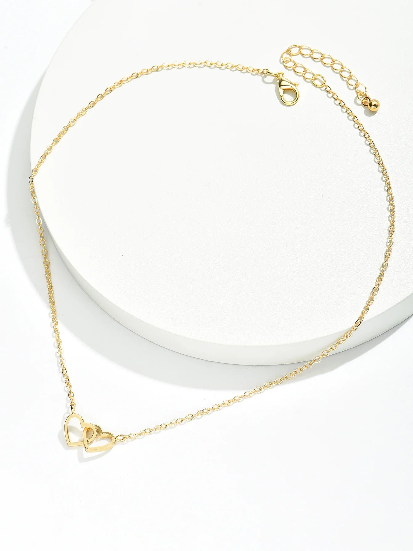 Tiny Cute Double Hollow Heart Chain Necklace Women Fashion Love Necklace Valentine'S Day Jewelry for Women
