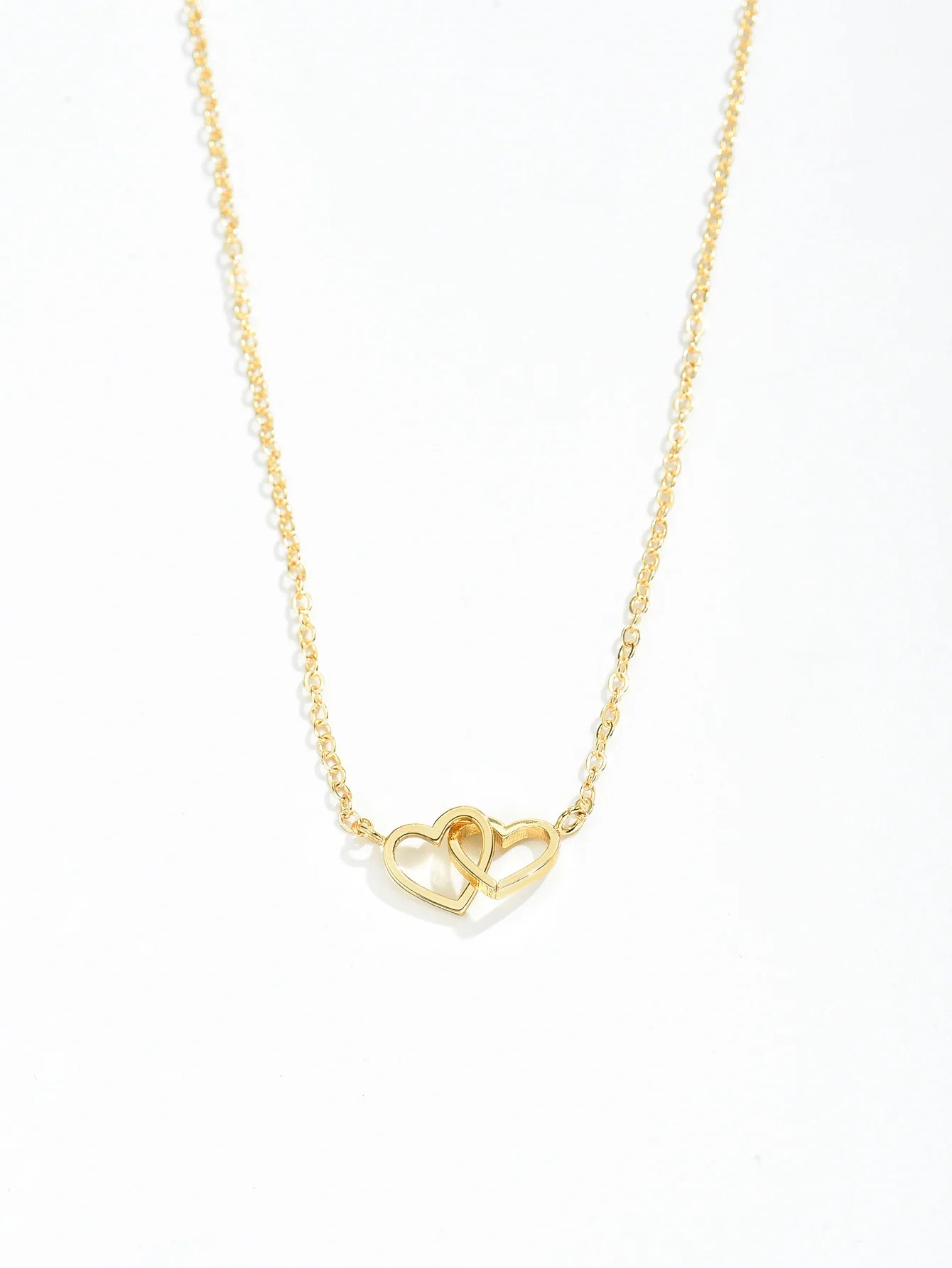 Tiny Cute Double Hollow Heart Chain Necklace Women Fashion Love Necklace Valentine'S Day Jewelry for Women